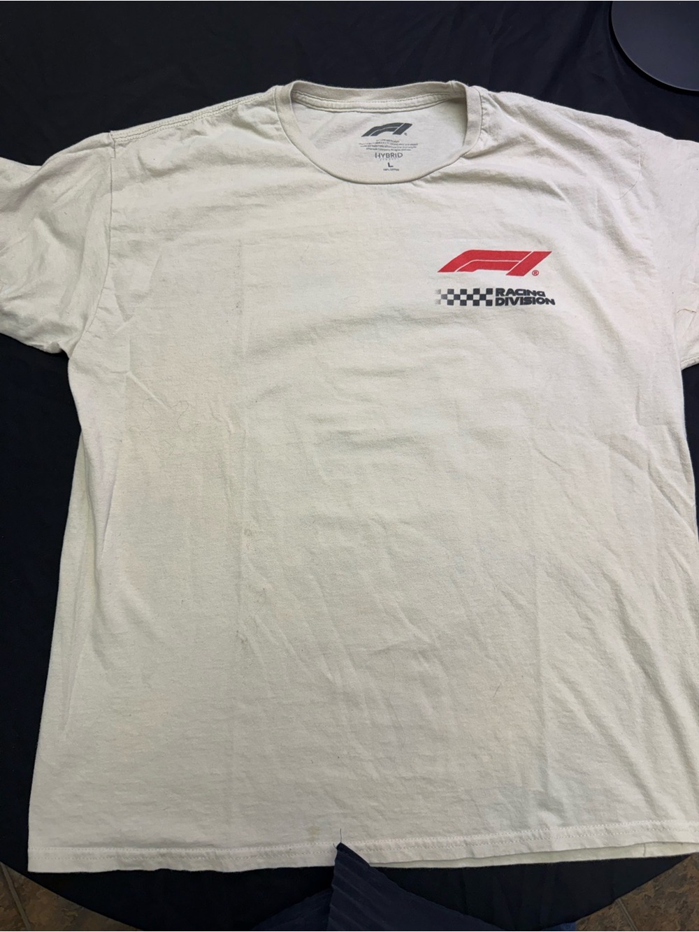 Hybrid & company White Short Sleeve Tee with Red F1 Logo (L)